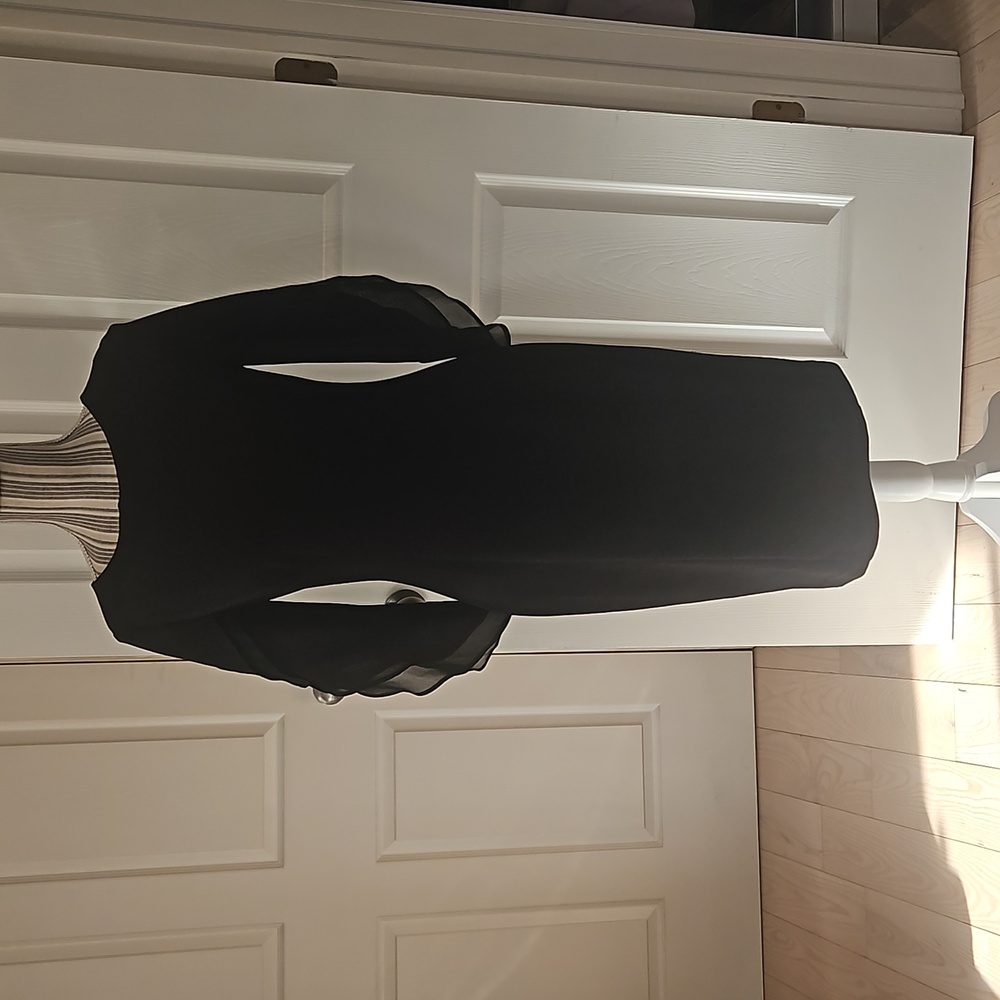 DKNY Women Chiffon Sheath Black Dress Size 2 - Picture 2 of 14